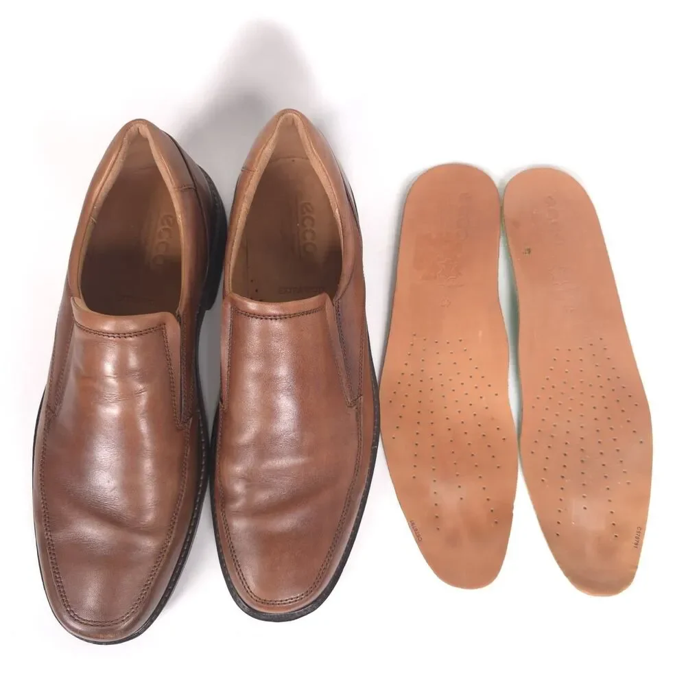 ECCO Mens Shoes‎ Casual Comfort Leather Slip on 12 Loafers Brown EXTRAWIDTH